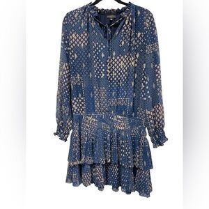 Current Air Blue and White Ruffled Tiered Sundress